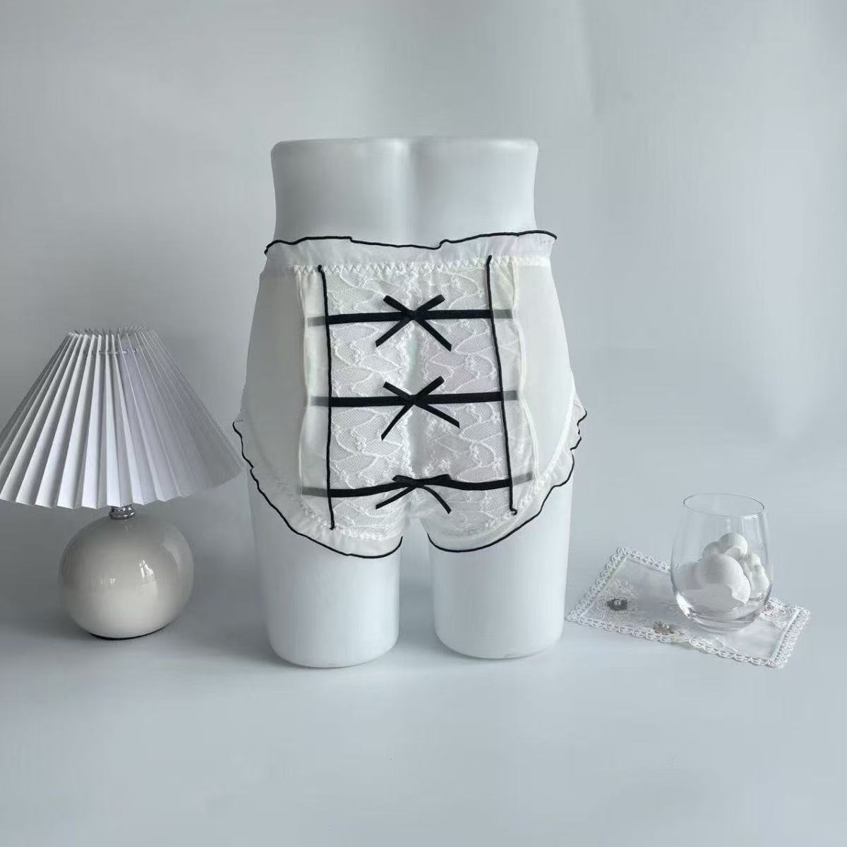 200斤夏季新款大码透明纯欲性感网纱镂空女士蕾丝纯棉抵裆三角裤