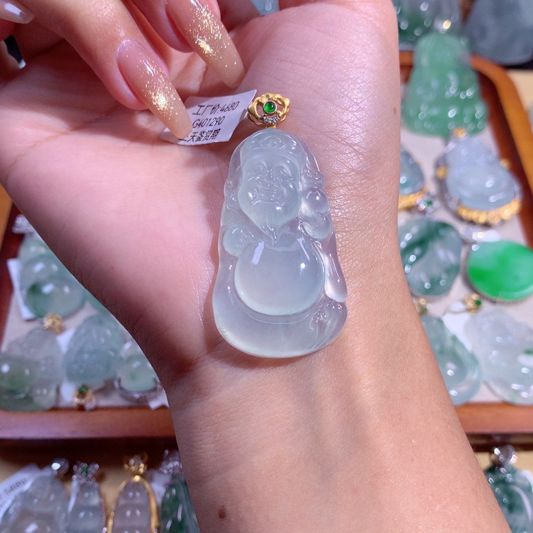 翡翠吊坠(不含链)18K金镶嵌