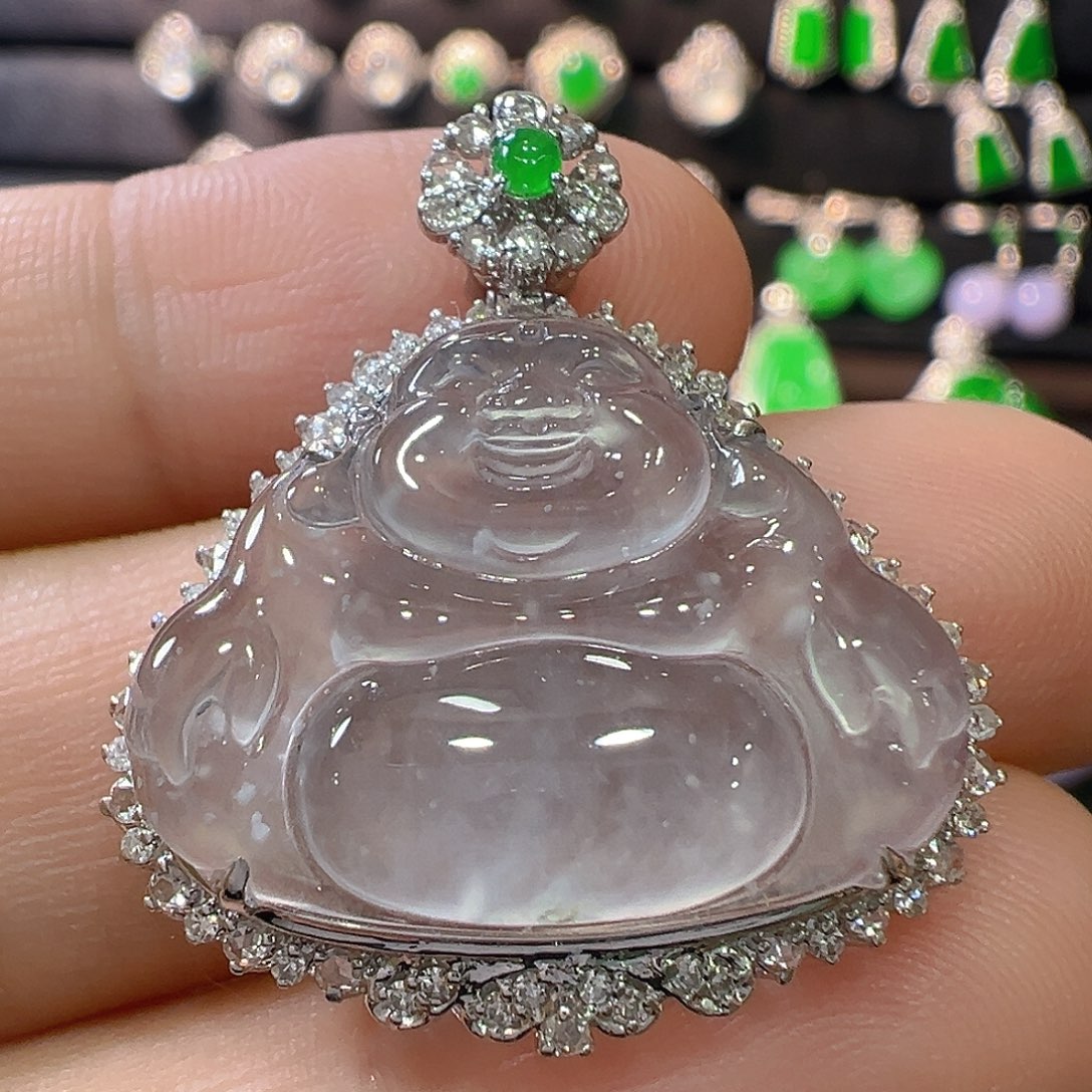 吊坠(不含链)18K金镶嵌翡翠