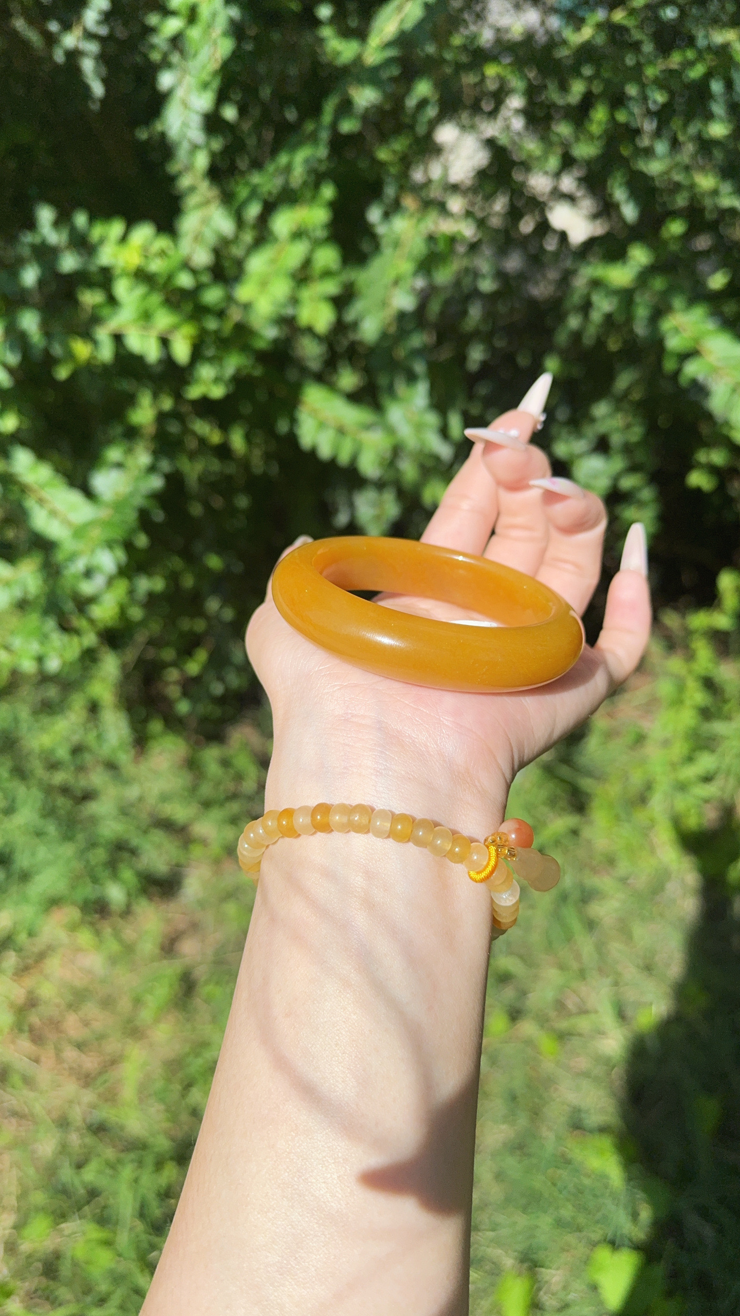 天然玉石  老料鸡油黄冰糯 黄龙手镯  百搭经典款（多样性发货）