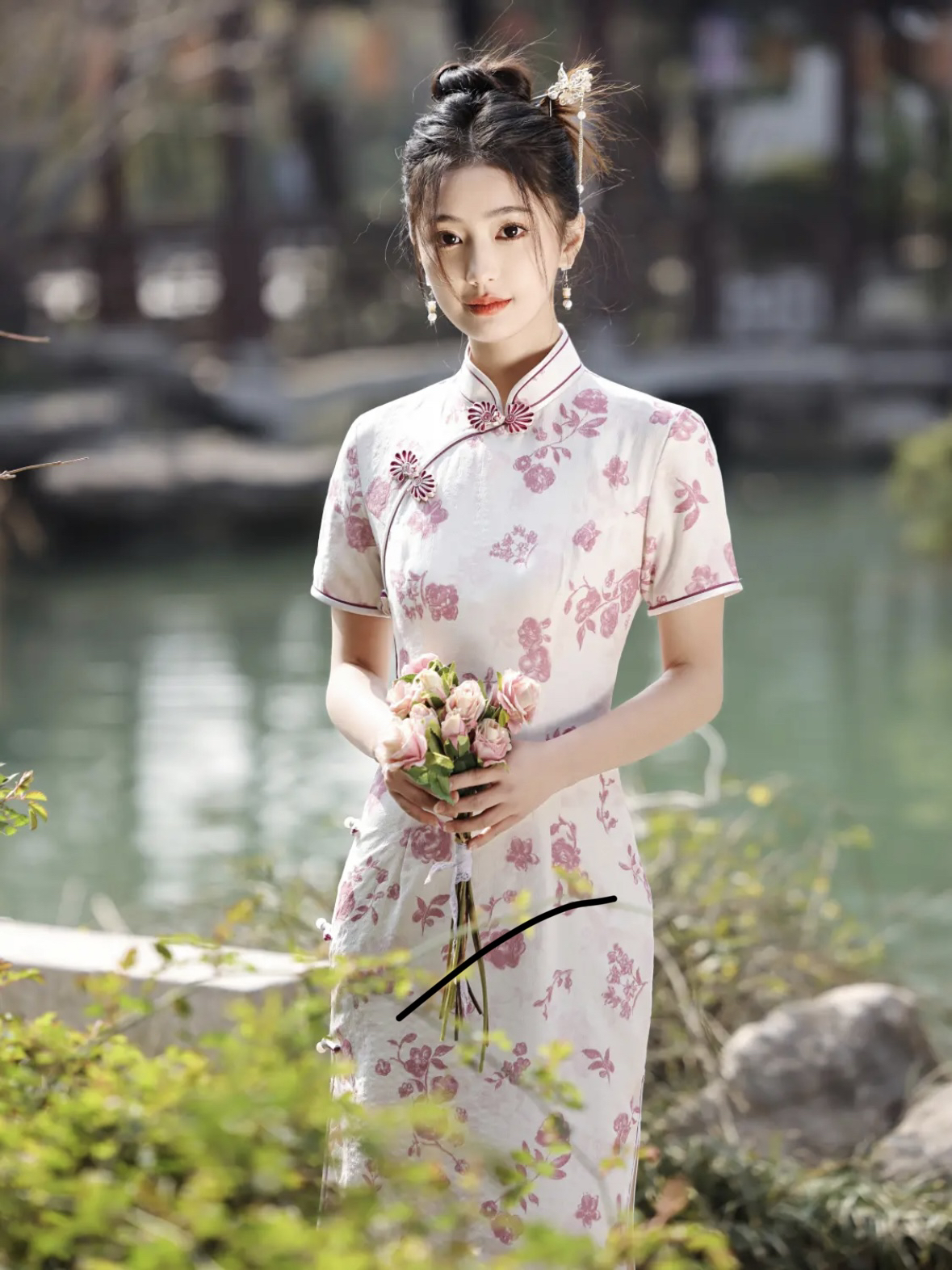 皖【娇韵】春夏新款年轻气质显瘦中国风时尚印花优雅旗袍