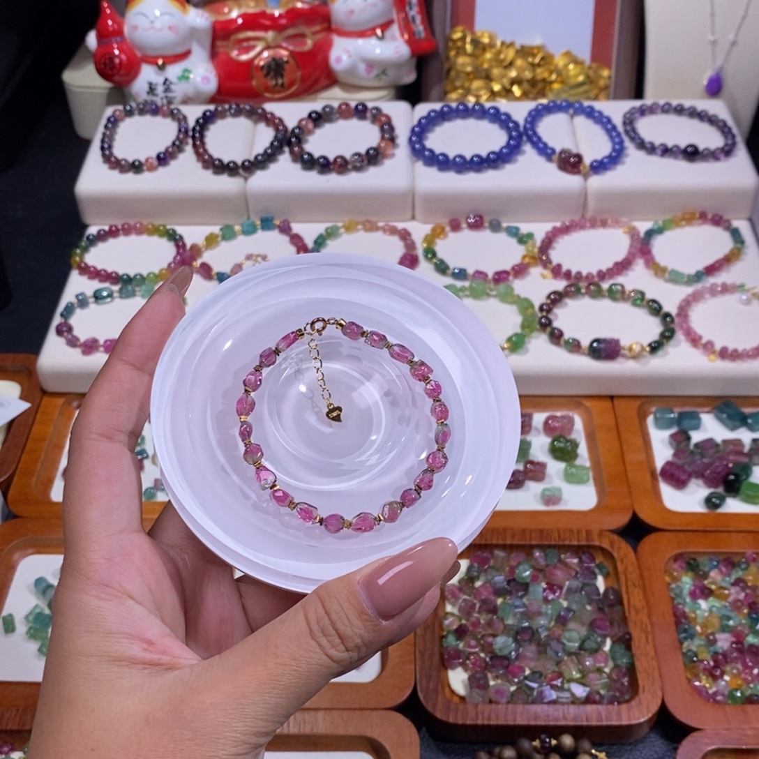 手链未镶嵌碧玺碧玺西瓜糖豆