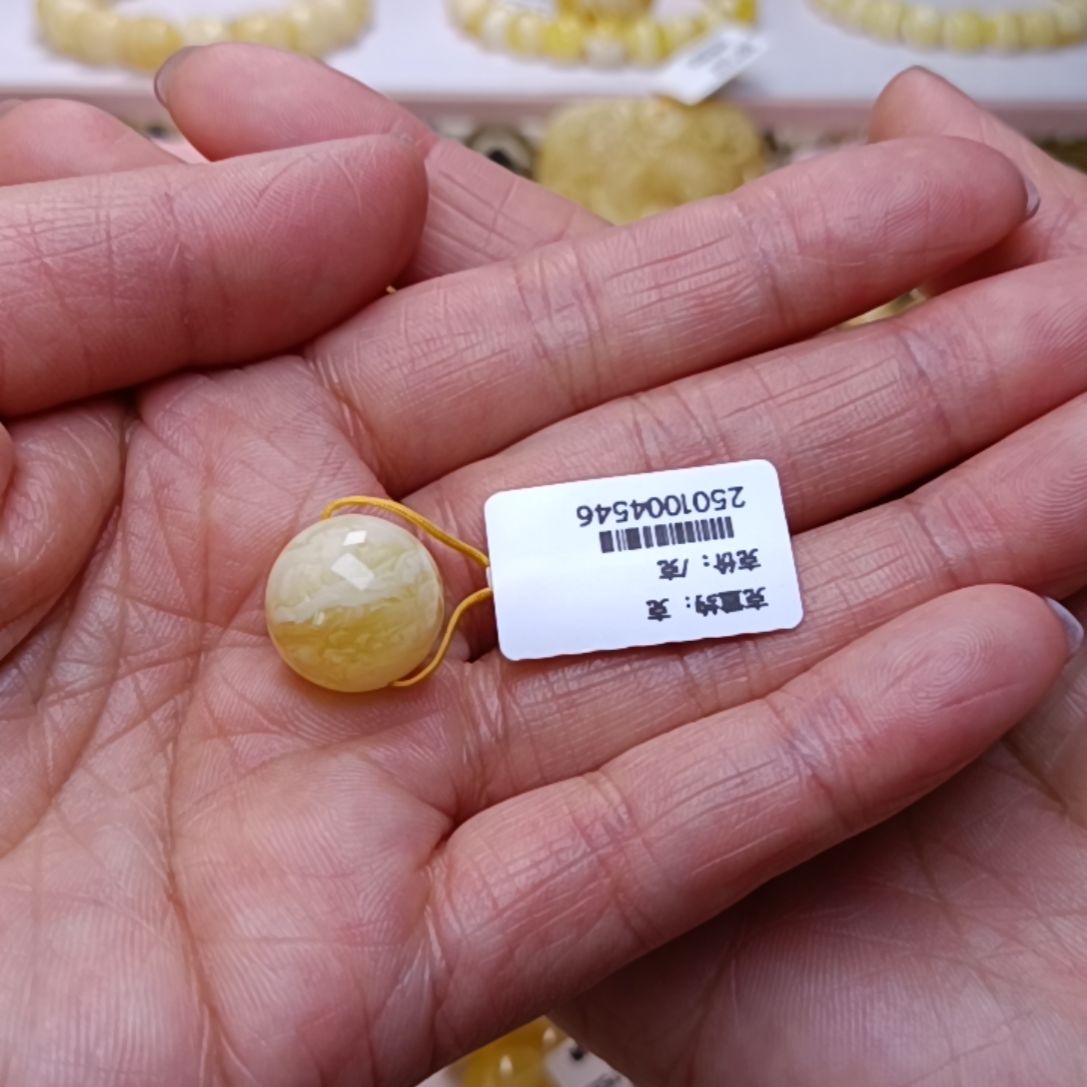 未镶嵌蜜蜡裸石七*14+圆珠单珠