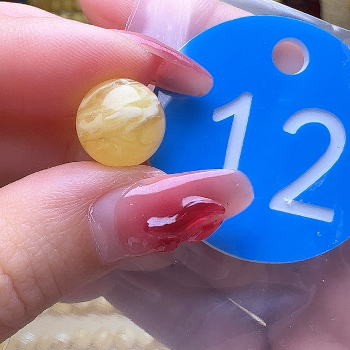 蜜蜡裸石未镶嵌微瑕 10.9mm虎皮圆珠