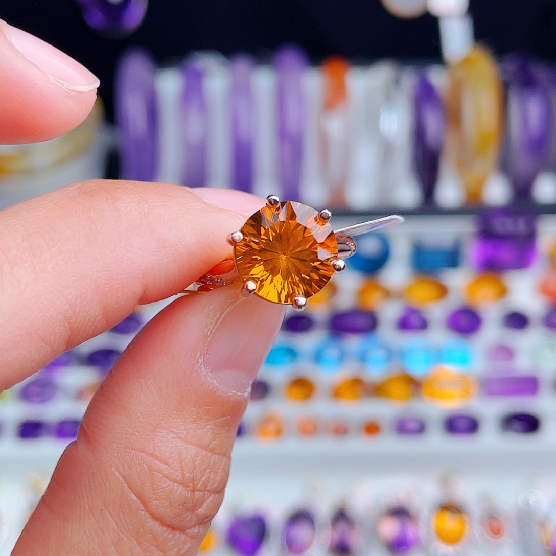 银S925镶嵌戒指黄晶天然保真