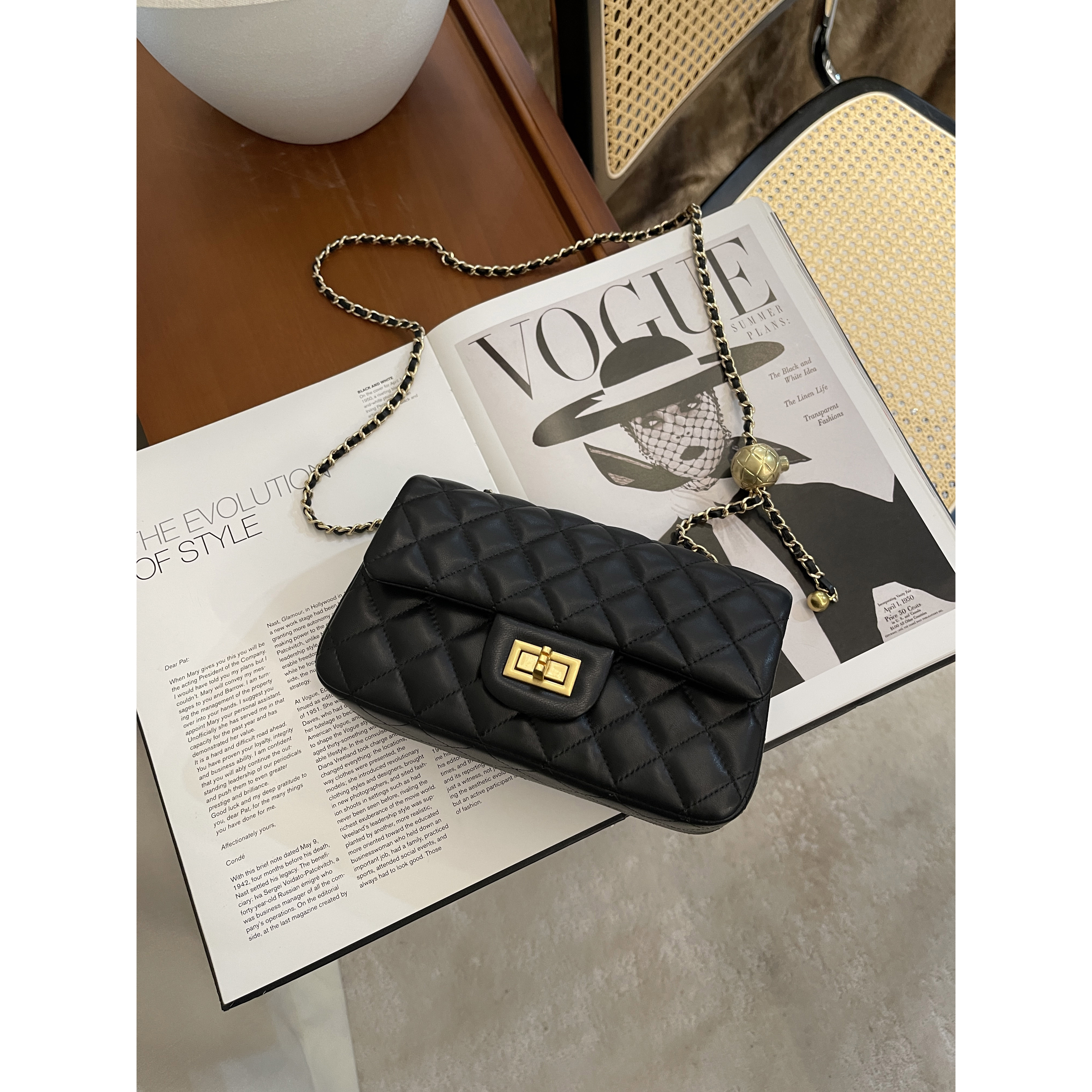 小香菱格纹链条包包方包高级感单肩手拿包包D3128-1