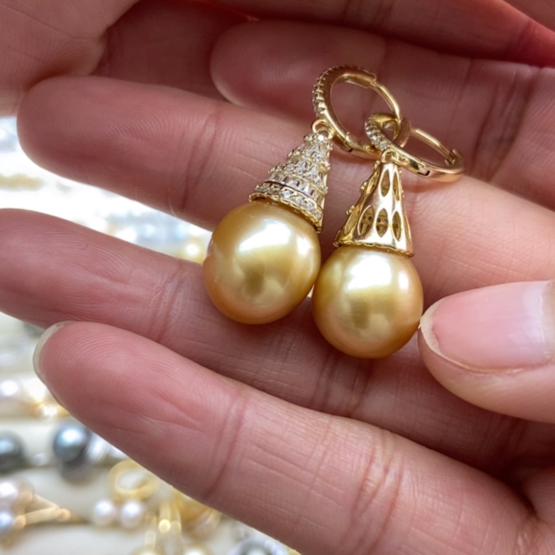 海水珍珠耳饰银S925镶嵌