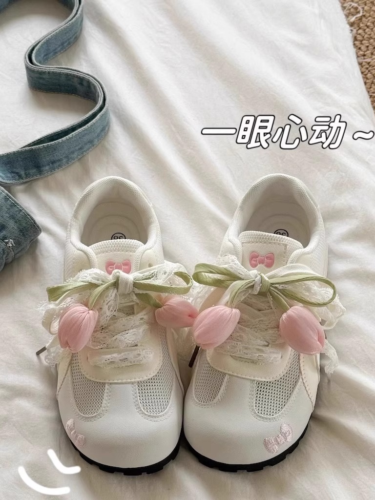 三福小白鞋透气网面休闲运动鞋德训鞋女春夏2025新款小众原创设计