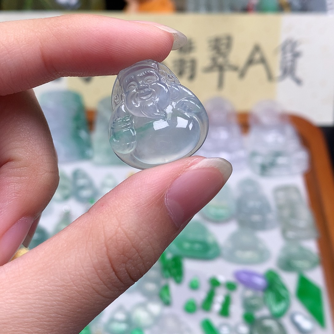翡翠裸石缅甸天然A货翡翠冰种财神
