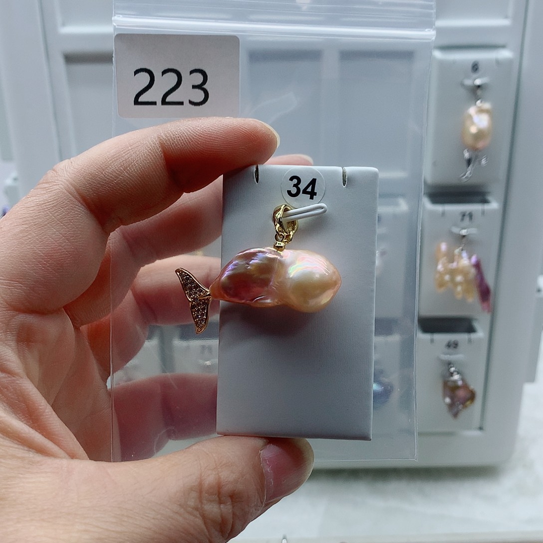 合金淡水珍珠吊坠(不含链)