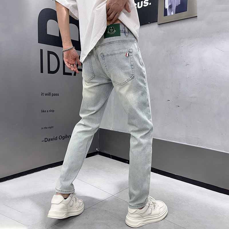 2025夏季潮流百搭牛仔裤男士欧版高端弹力直筒牛仔刺绣韩版休闲裤
