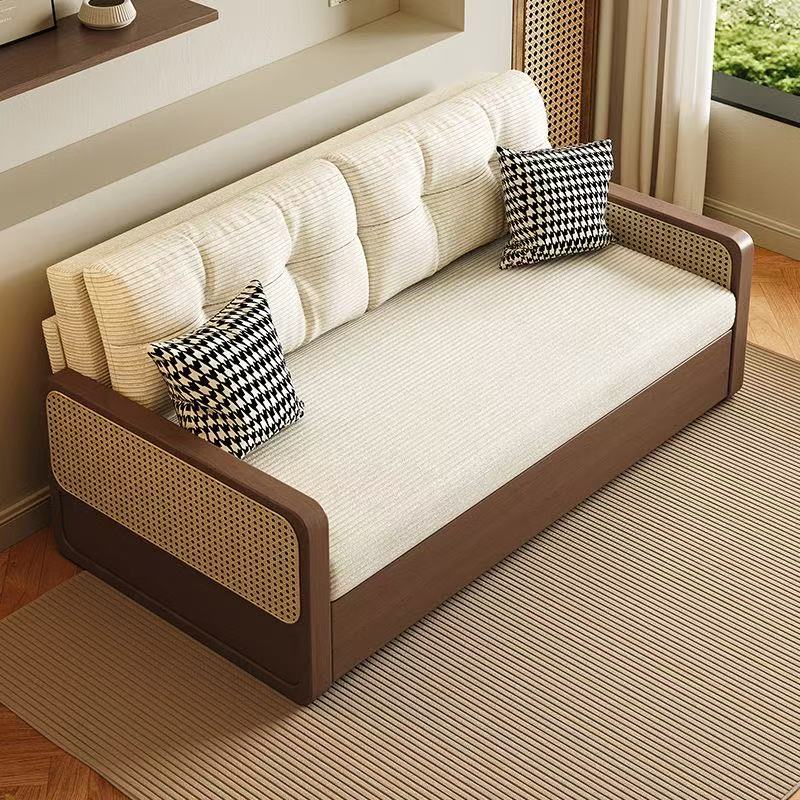 实木沙发床小户型2024新款网红款客厅多功能可折叠沙发床两用收纳