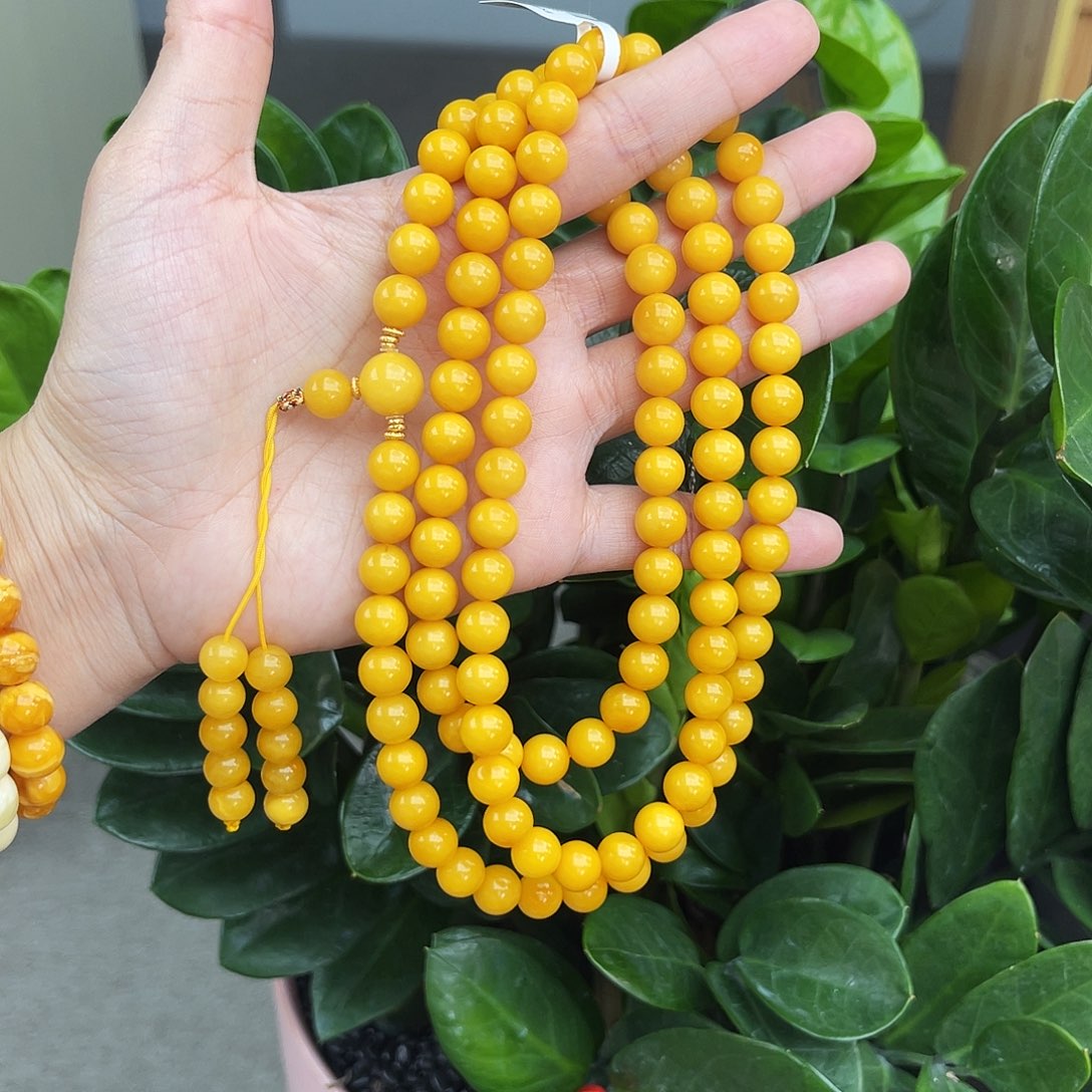 琥珀未镶嵌手链9m108色标正黄