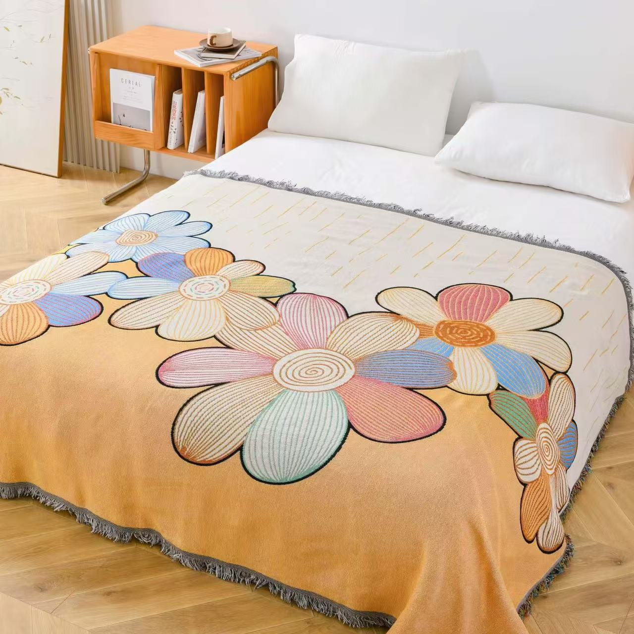 【85*90偏差5】向阳花开沙发巾茶几毯双面多功能【实物以直播间为准】