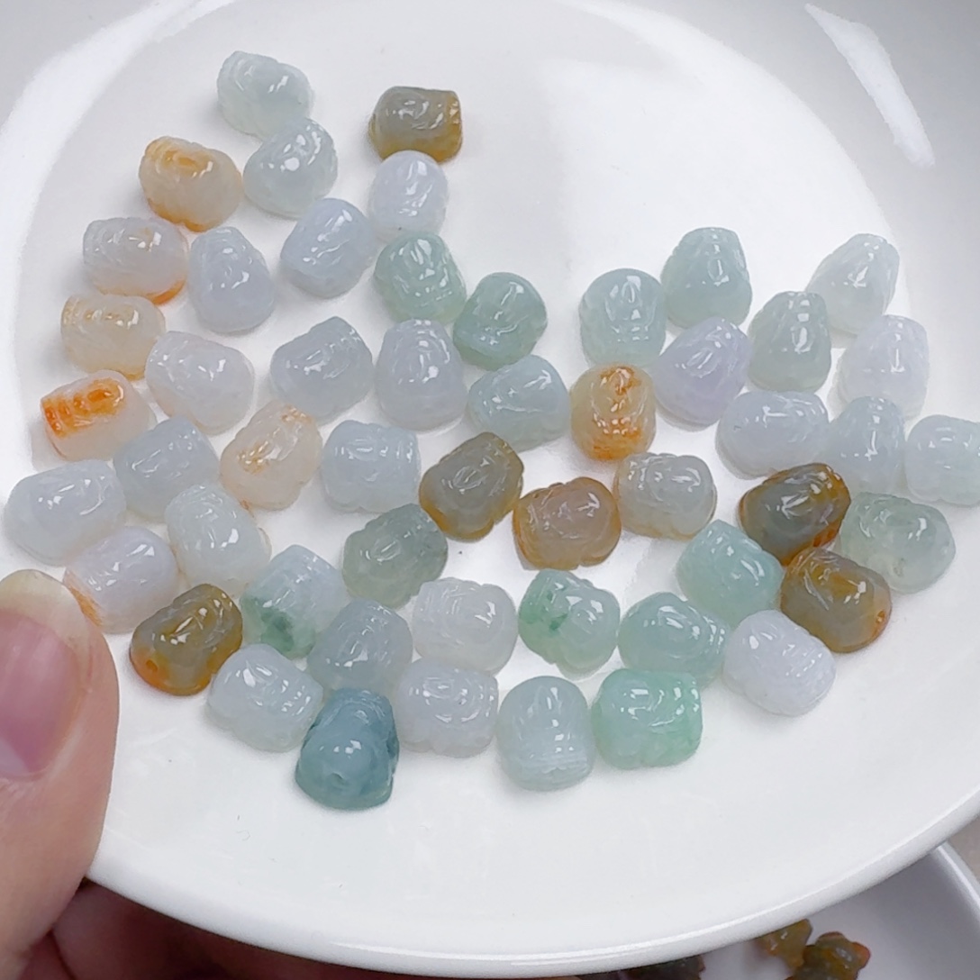 翡翠散珠通孔貔貅一个可以选