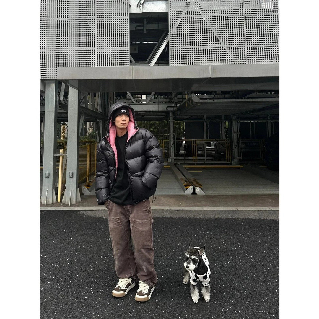 秋冬新品纯色百搭棉服拉链连帽短款棉服情侣款拼接潮流面包服男女