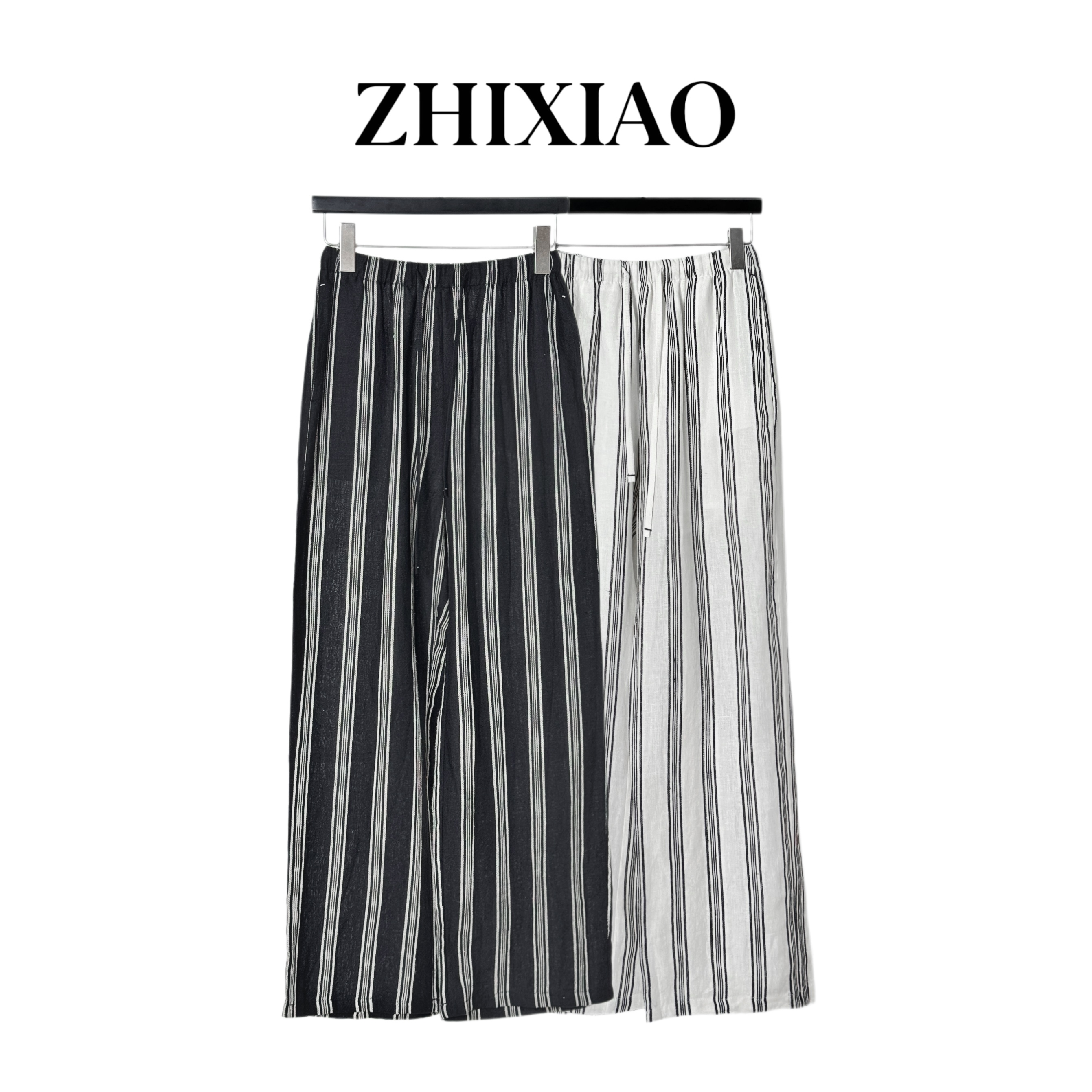 【ZHIXIAO】夏季新款：条纹麻料长裤86659