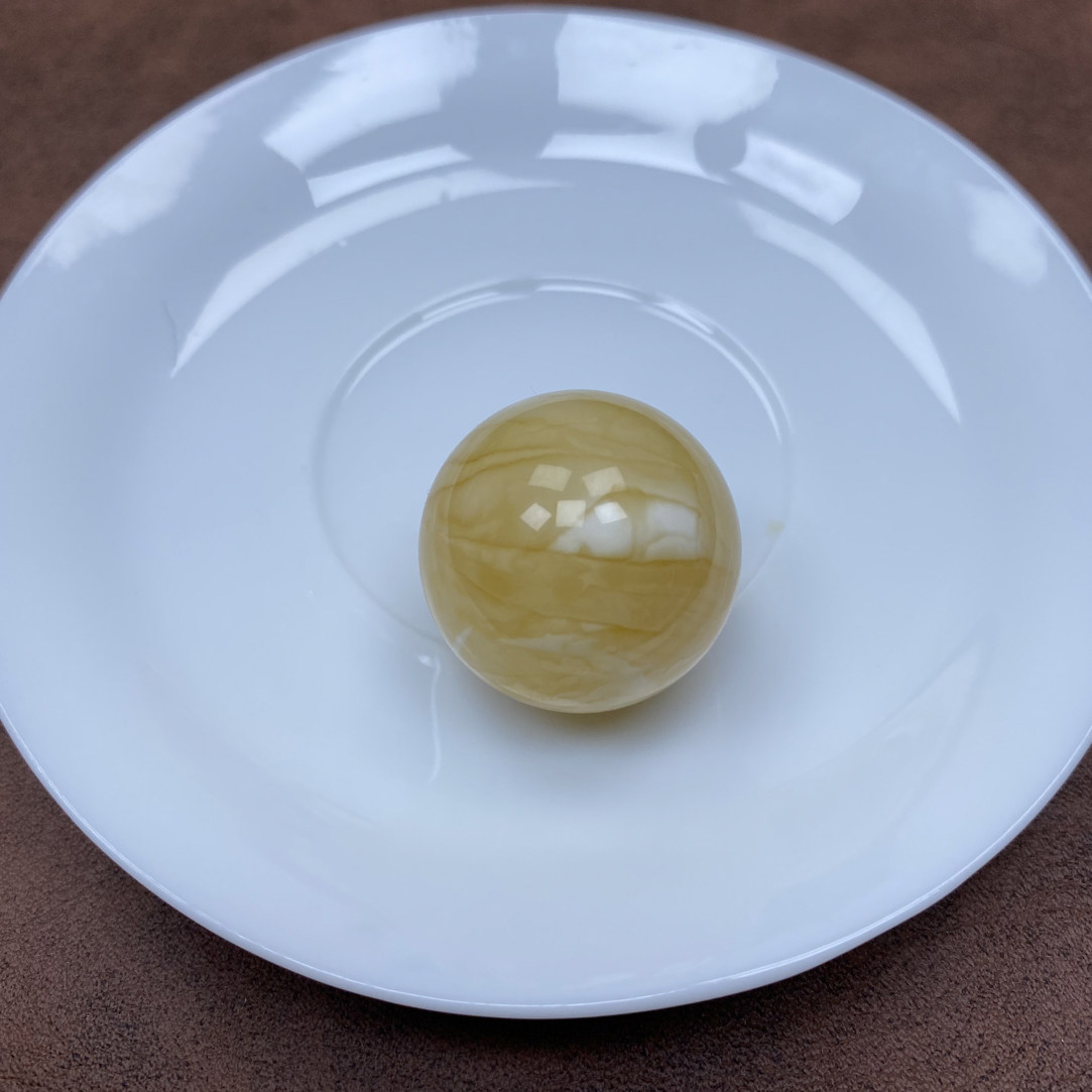 俄料国矿料琥珀蜜蜡圆珠22.7尺寸