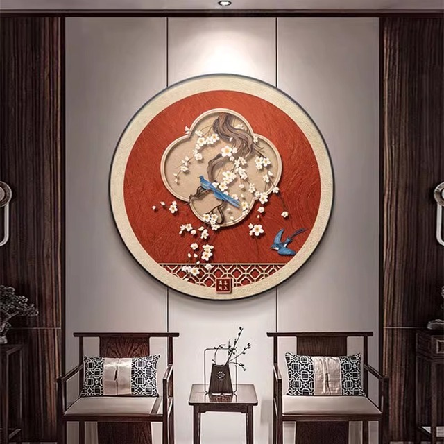 致韬中古国朝风进门入户玄关柜墙面装饰画新年款沙发背景画正对门