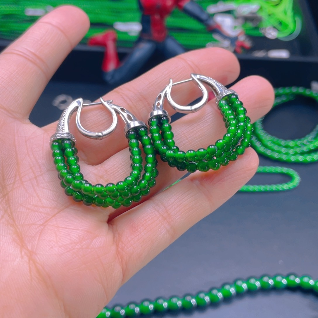 翡翠项链银S925镶嵌，1