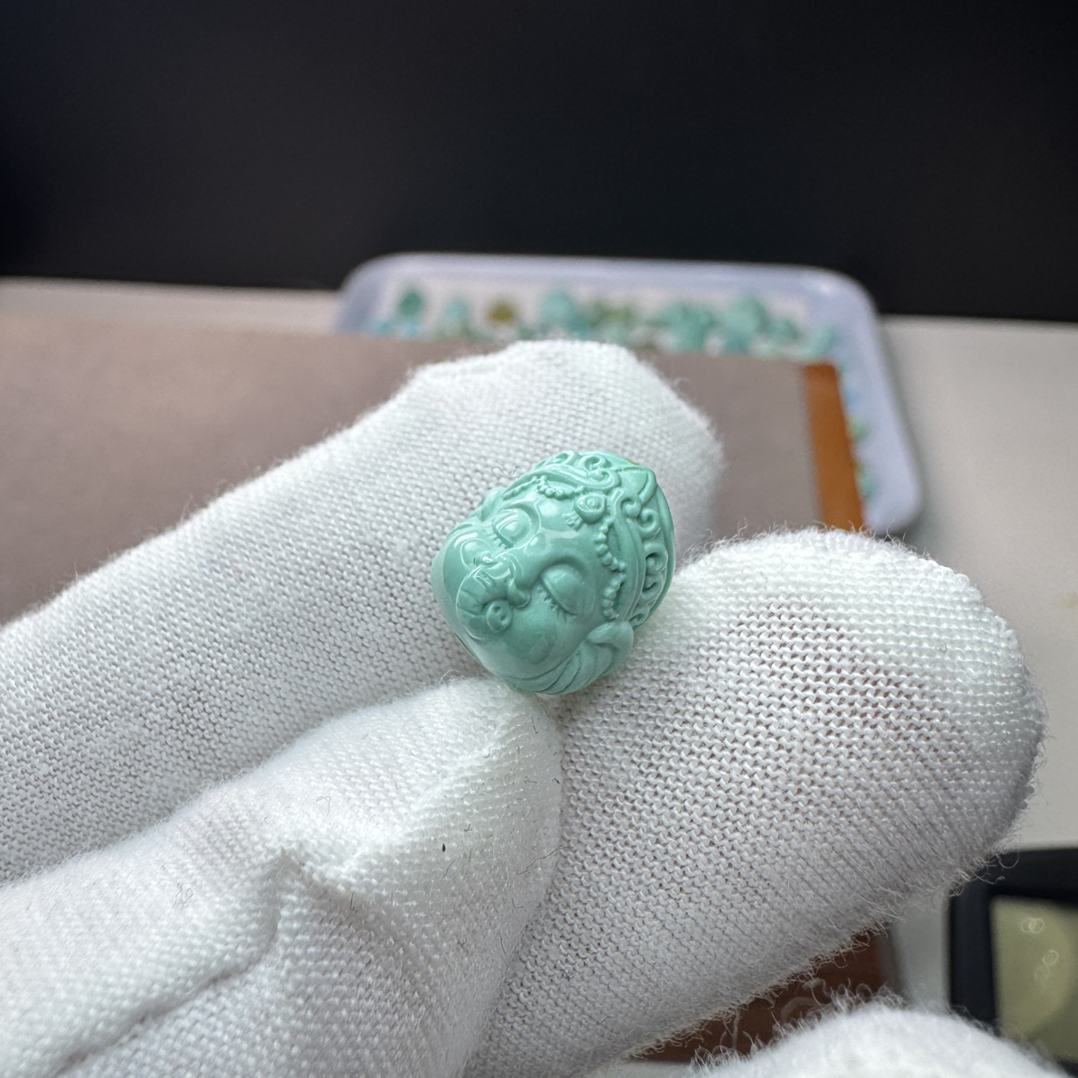 绿松石精工象神象头俏色配饰