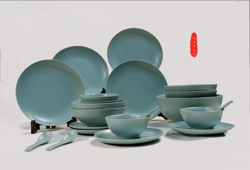 天青宴——清凉寺天青釉21头无纹高端餐具