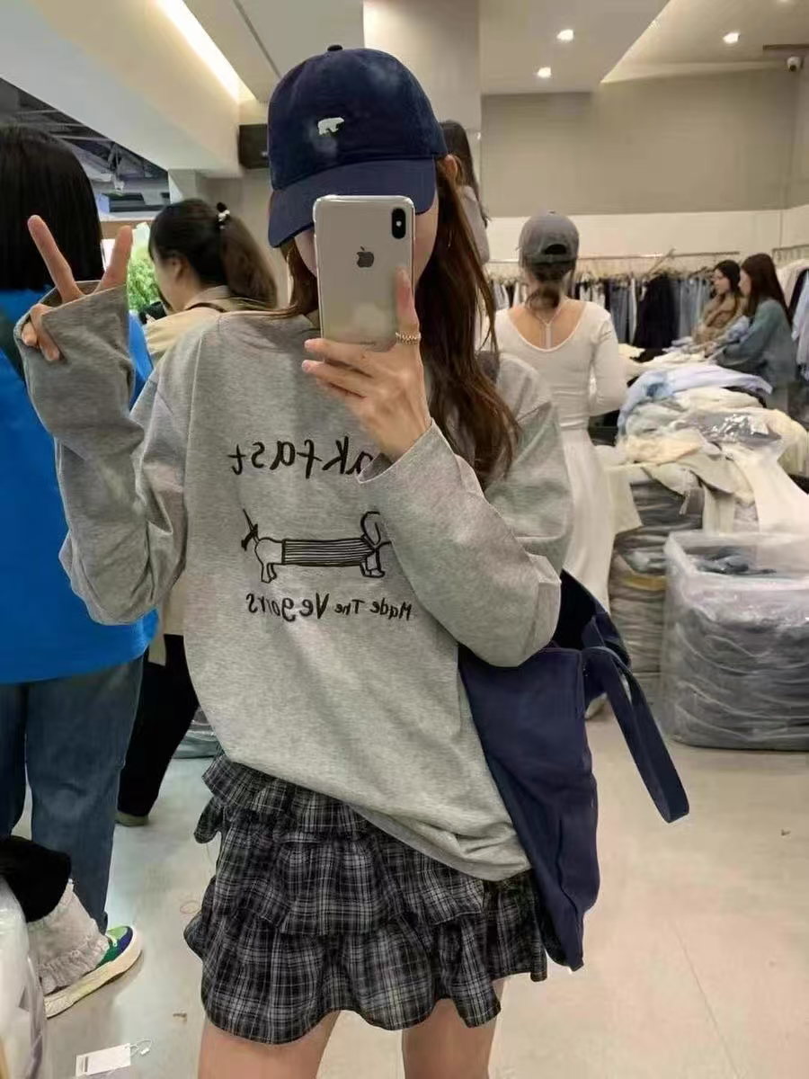 彩虹#99216早秋福利腊肠狗套装半身蛋糕裤裙+长袖上衣