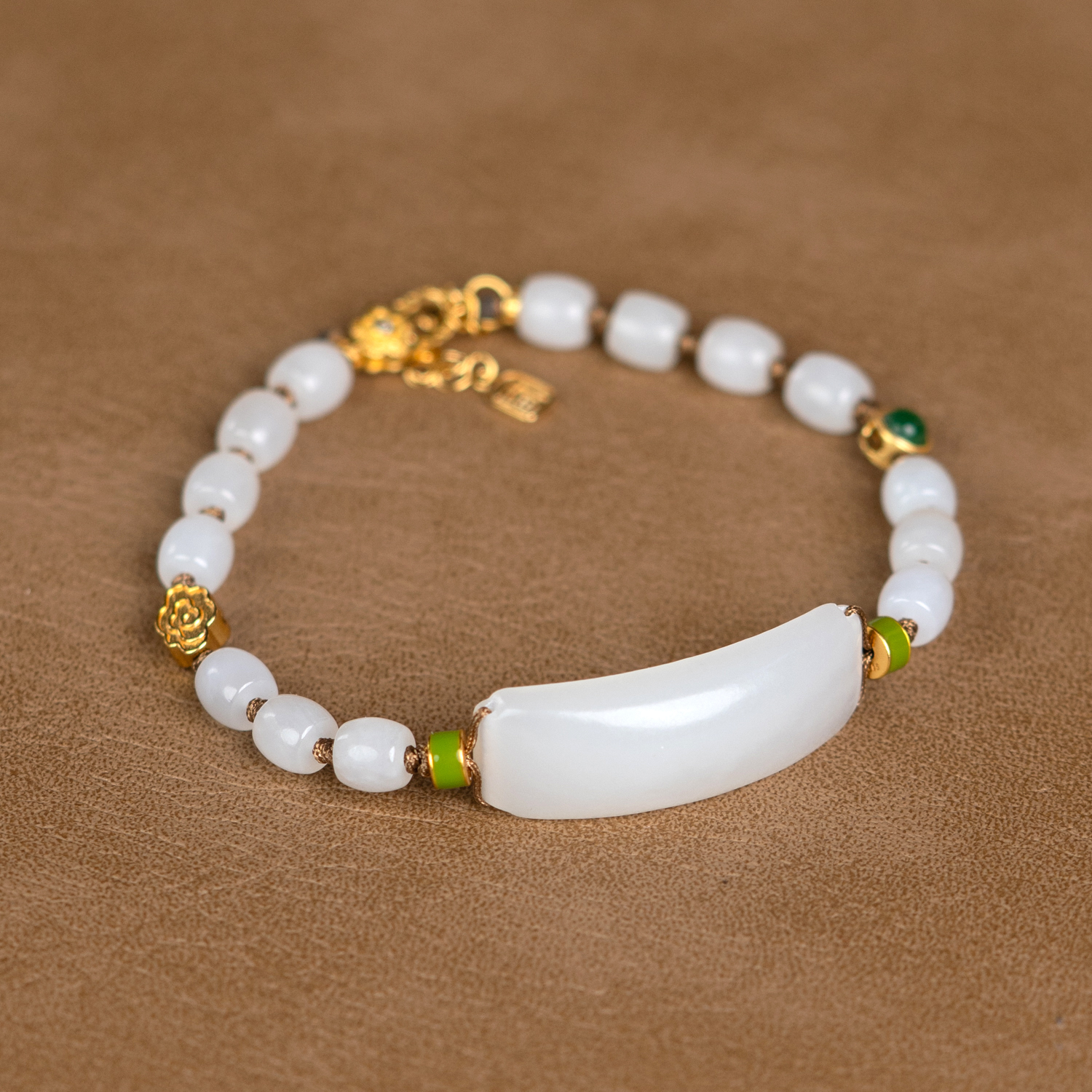 【左氏珠宝】和田玉白玉手牌手链气质百搭单圈简约3577