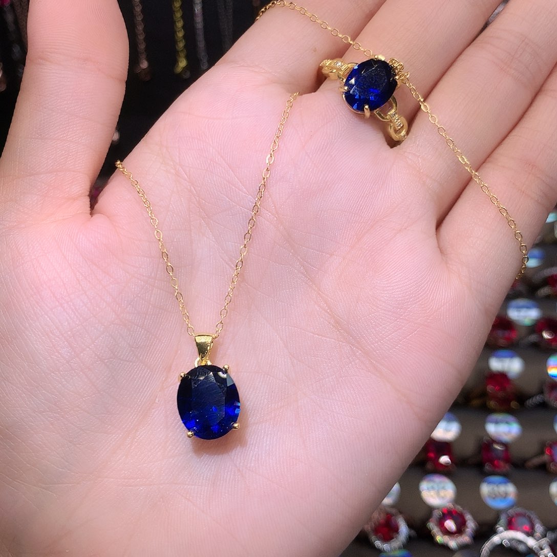 蓝宝石颈饰银S925镶嵌1012