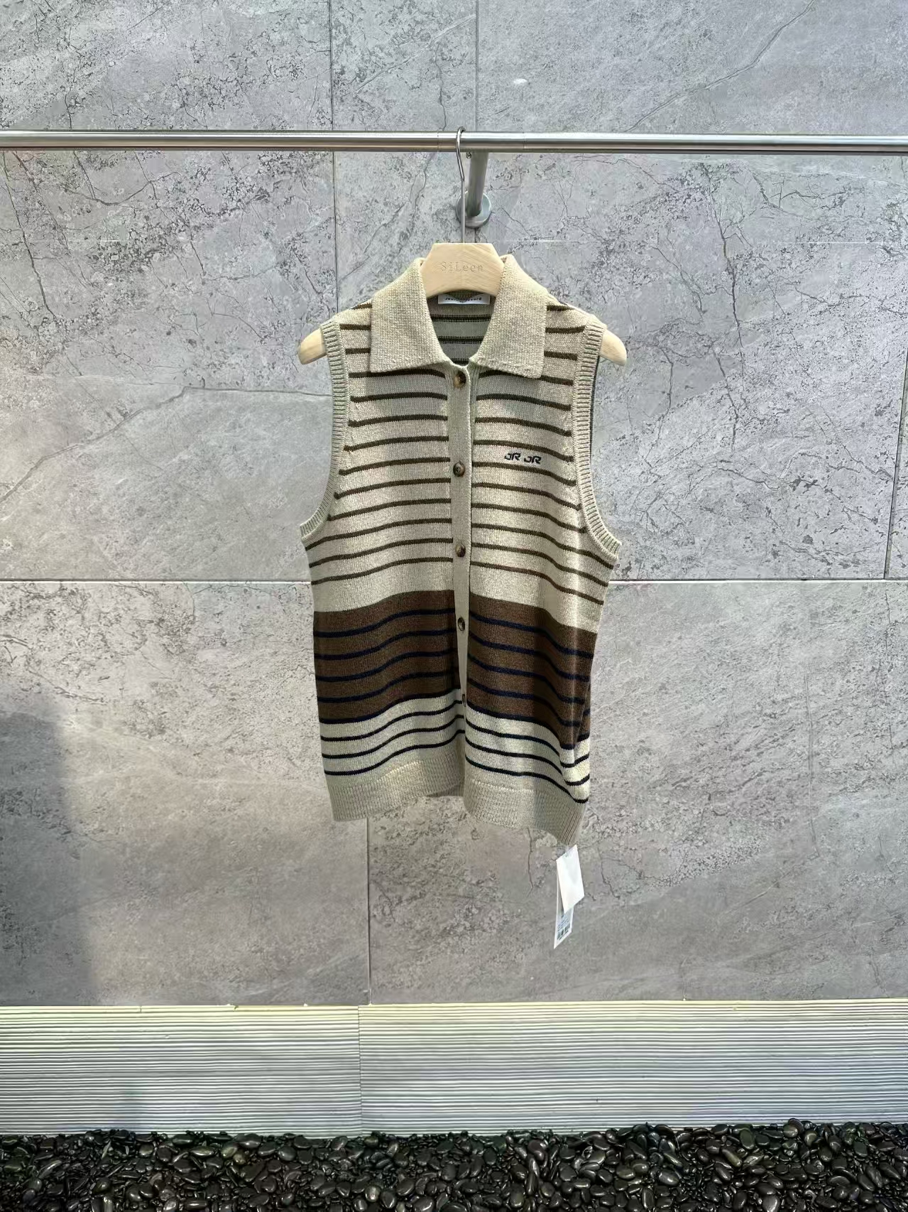 【JR】设计师品牌25年秋冬新品条纹单排扣马甲160379