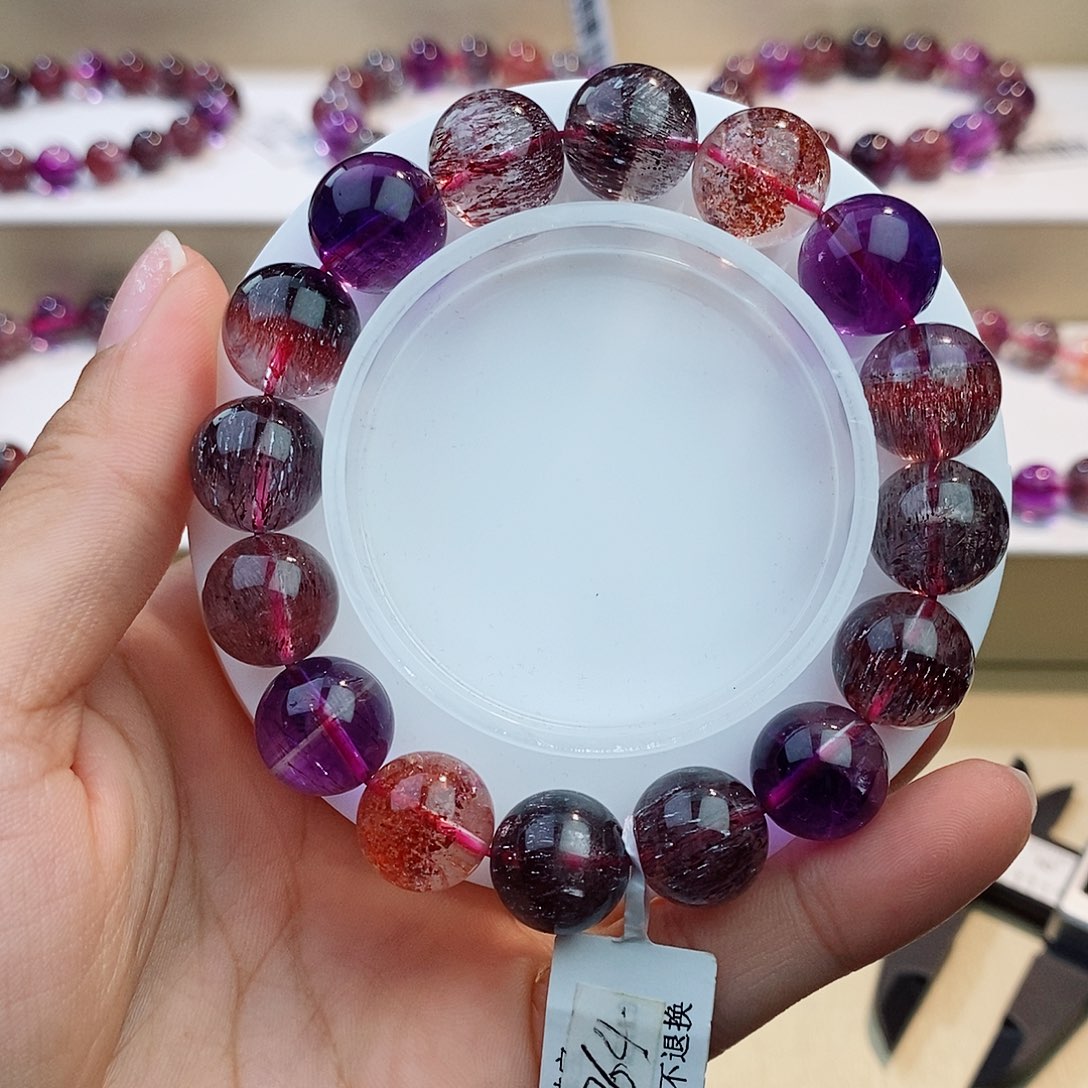 水晶手链未镶嵌黑加仑超七12+