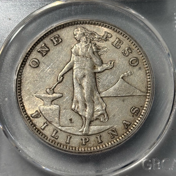 公博AU55好品菲律宾打铁女神一比索银币随机编码择优发