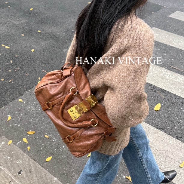 95新 MIU MIU/缪缪 花绮中古/缪缪美拉德棕蝴蝶结元宝斜挎包