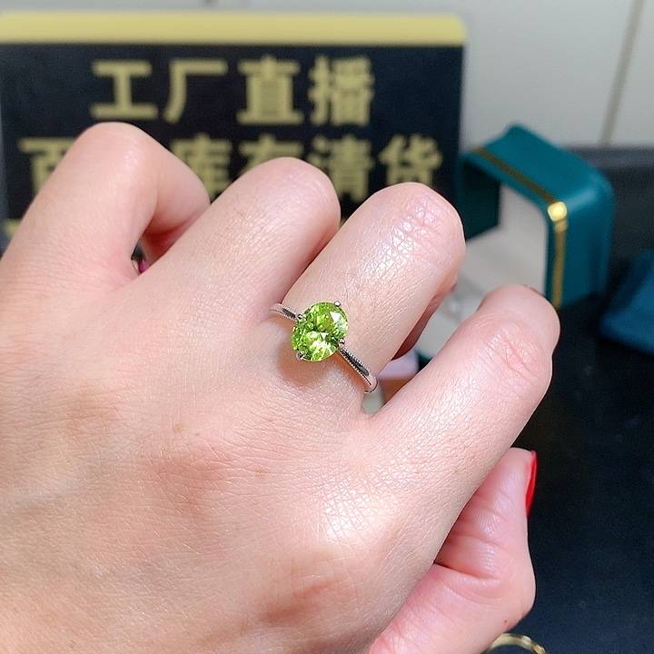祖母绿戒指银S925镶嵌