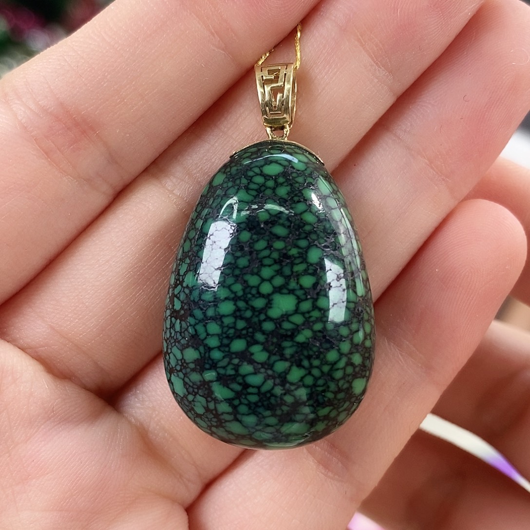 绿松石18K金镶嵌珠宝奇石