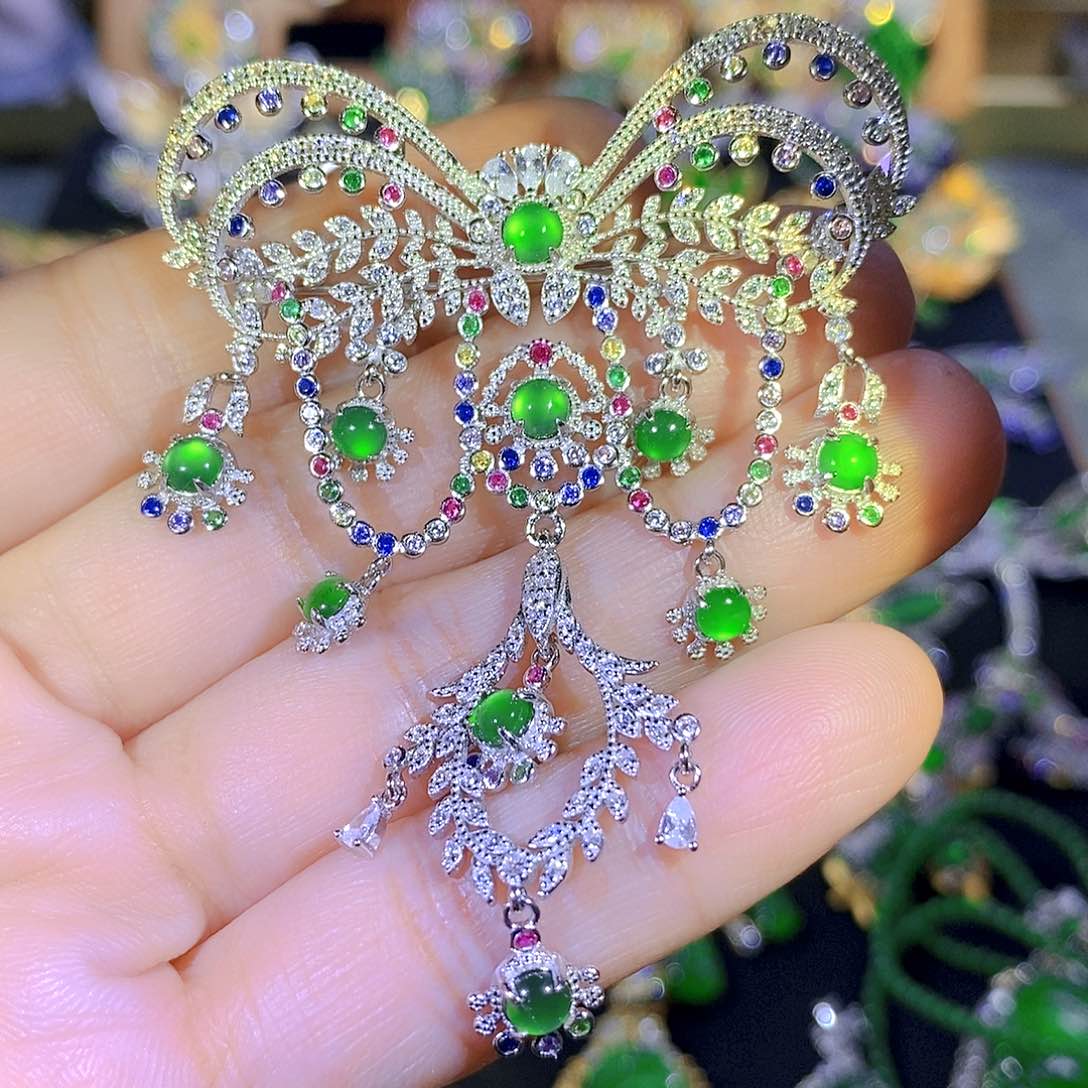 吊坠(不含链)银S925镶嵌翡翠