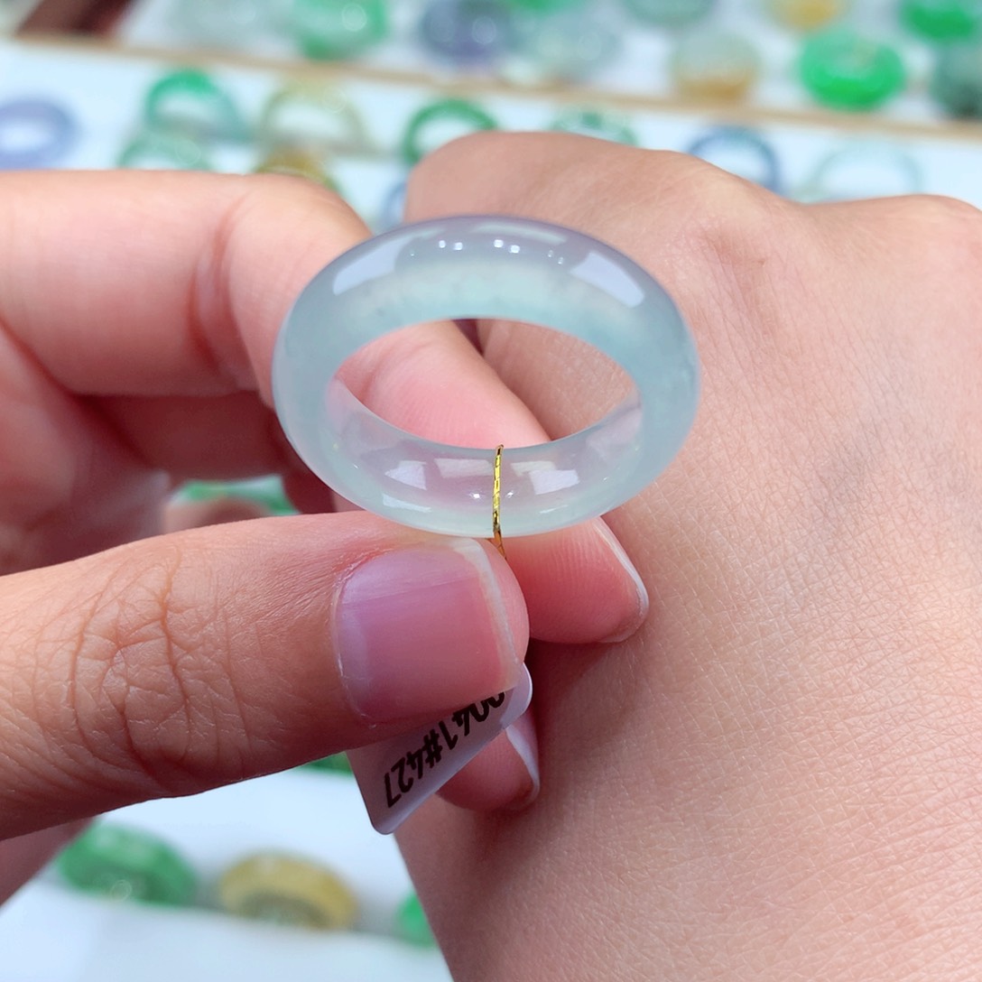 翡翠未镶嵌戒指16号冰润白月光