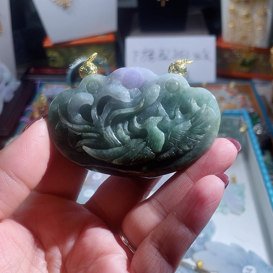 翡翠颈饰未镶嵌翡翠老料凤吊坠