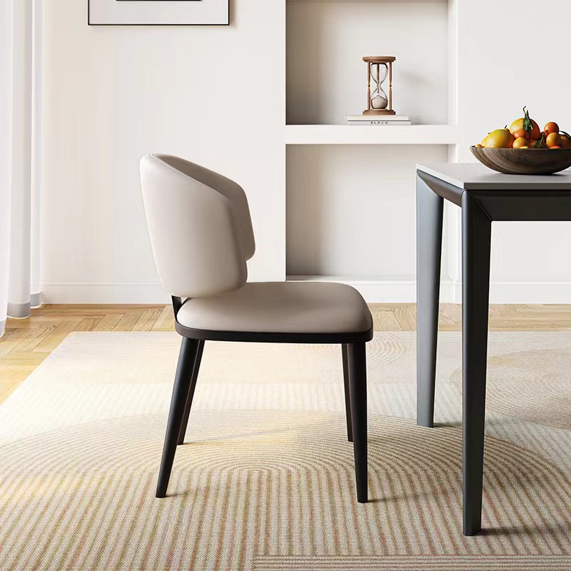 意式现代简约餐椅家用吃饭碳素钢靠背椅卧室书桌椅2025新款椅子02