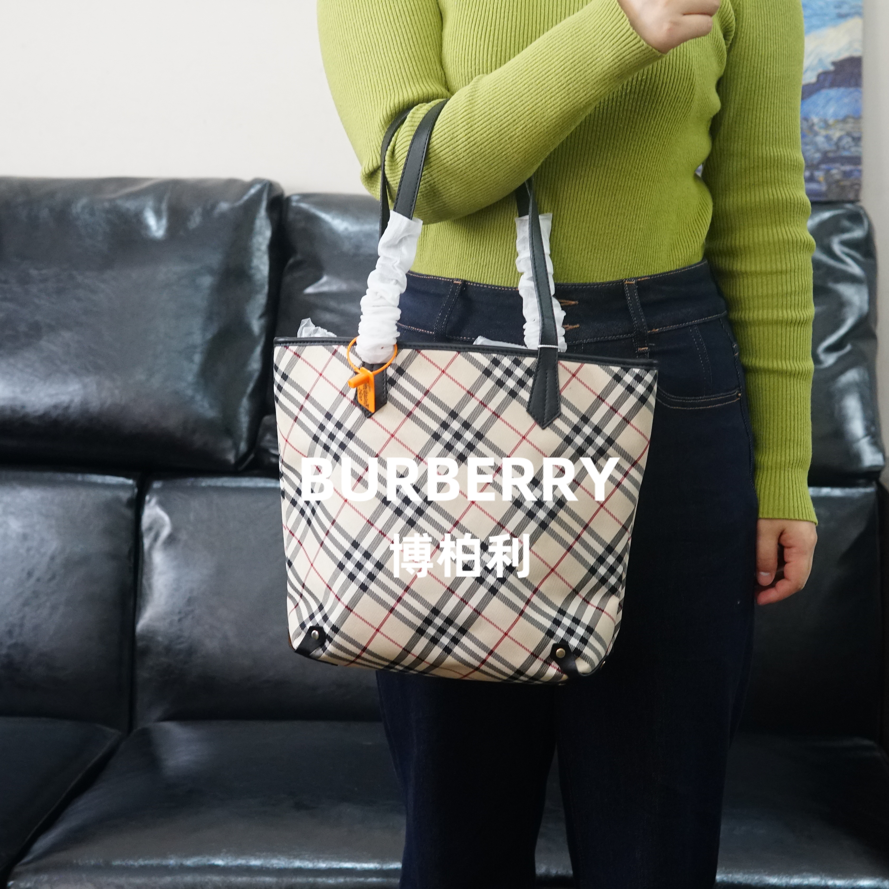 95新 BURBERRY/博柏利 格纹单肩包/F3MX10202078/2078