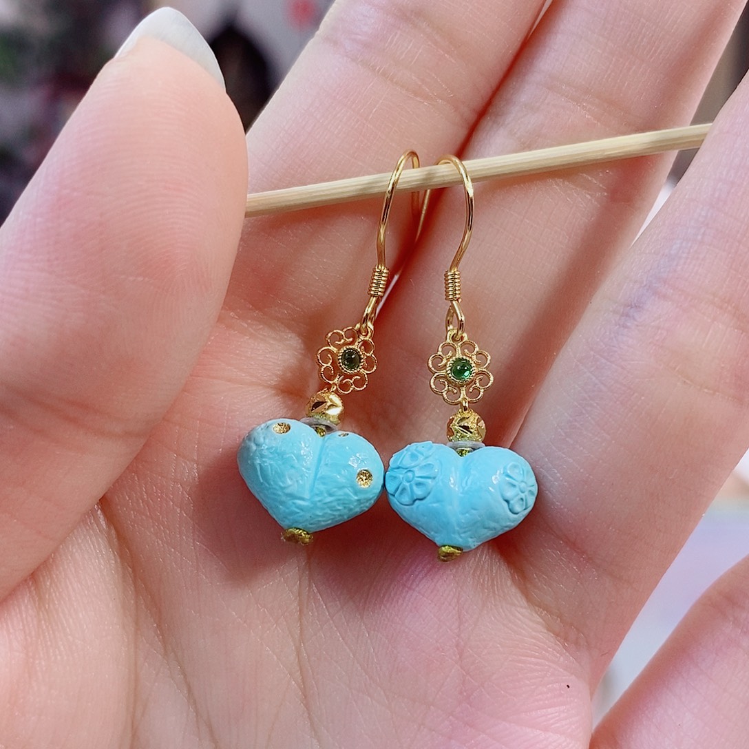 银S925镀金镶嵌绿松石珠宝奇石