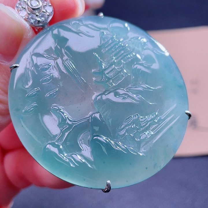 翡翠吊坠(不含链)银S925镶嵌