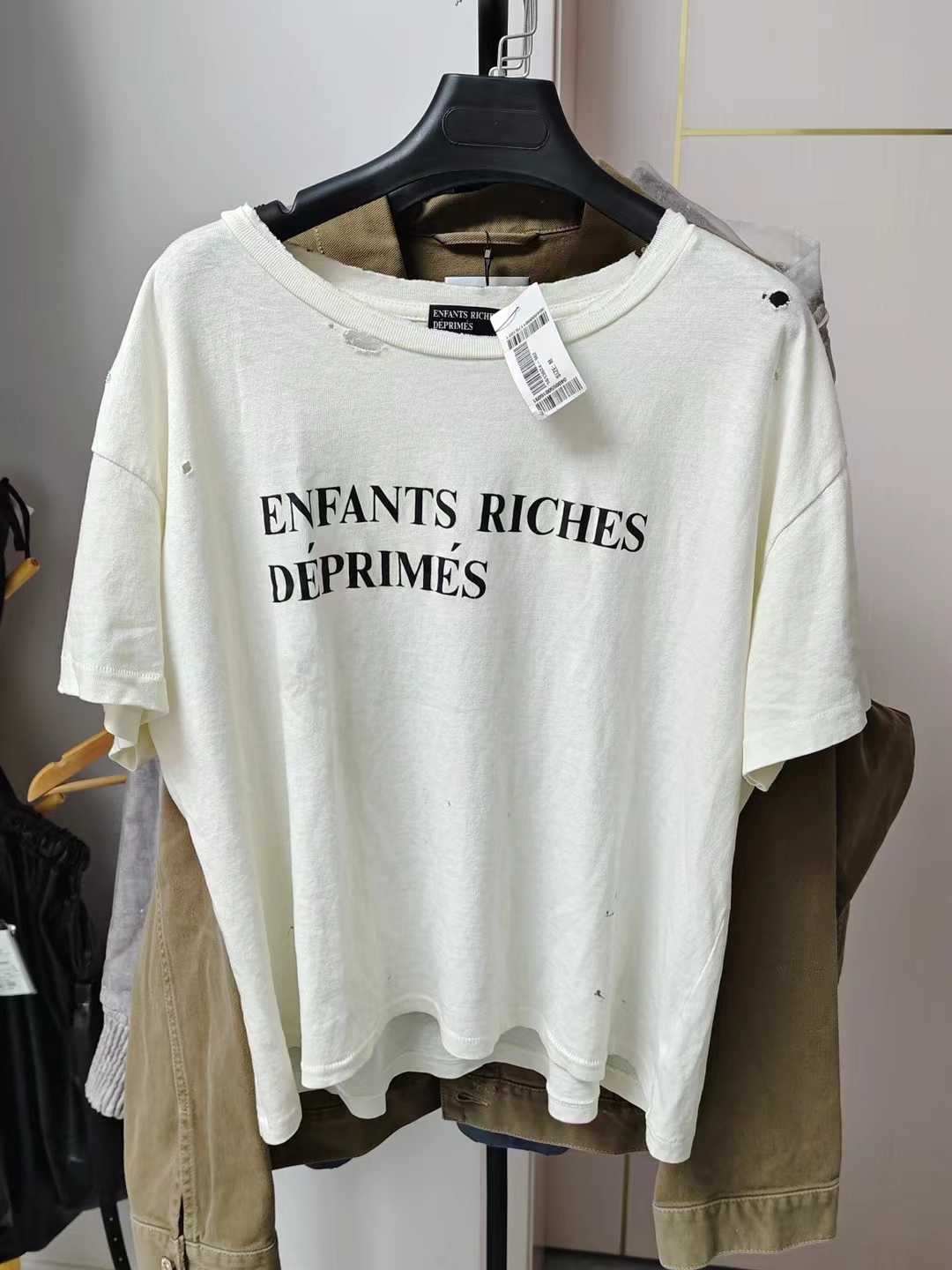 全新未使用  M码 Enfants Riches Deprimes标语虫洞做旧破坏短袖