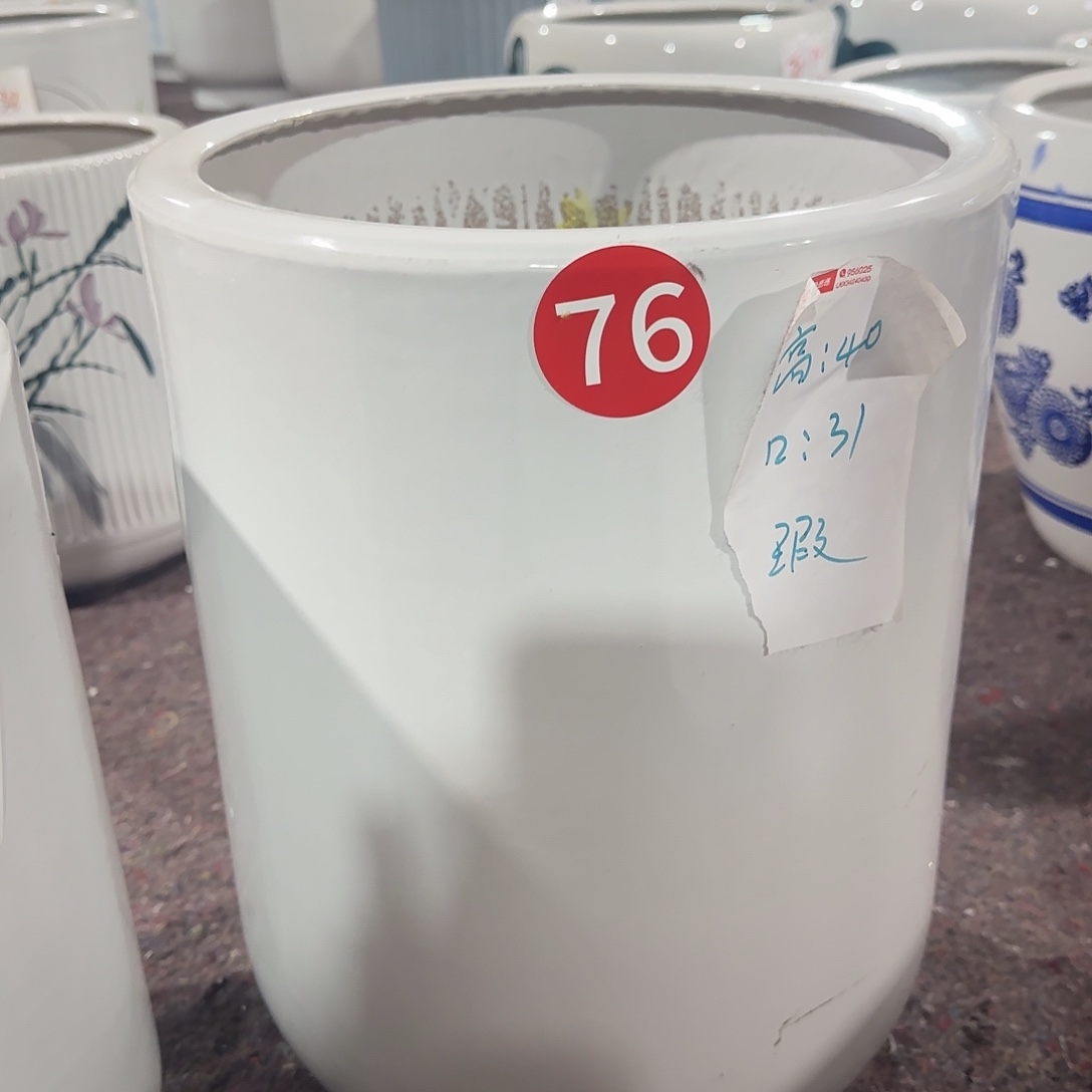 U型直筒大号陶瓷花盆微瑕