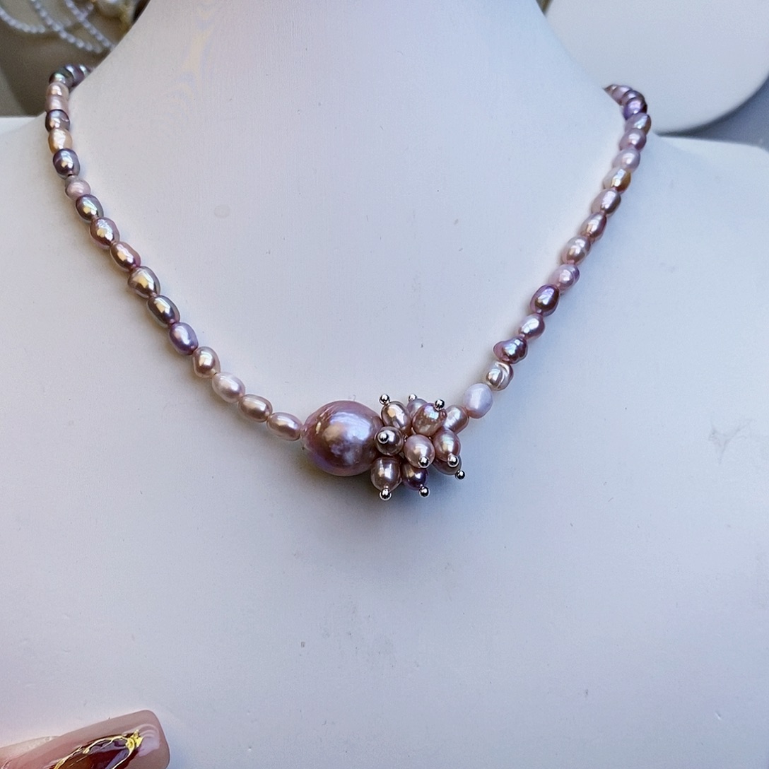 淡水珍珠颈饰银S925镶嵌