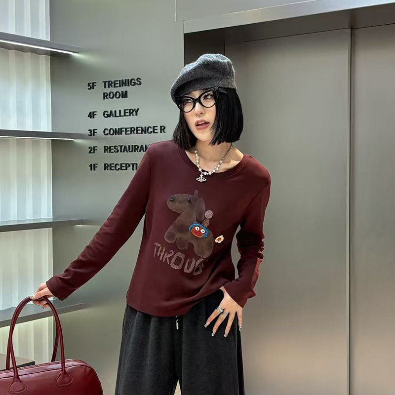 大码女装圆领长袖T恤120斤到220斤胖妹妹打底衫洋气减龄上衣秋季