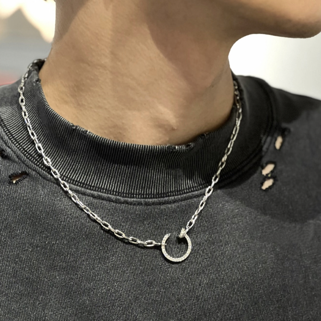 吊坠925银莫桑石 【满钻粗钉子项链】满钻钻粗钉子项链 简约气质