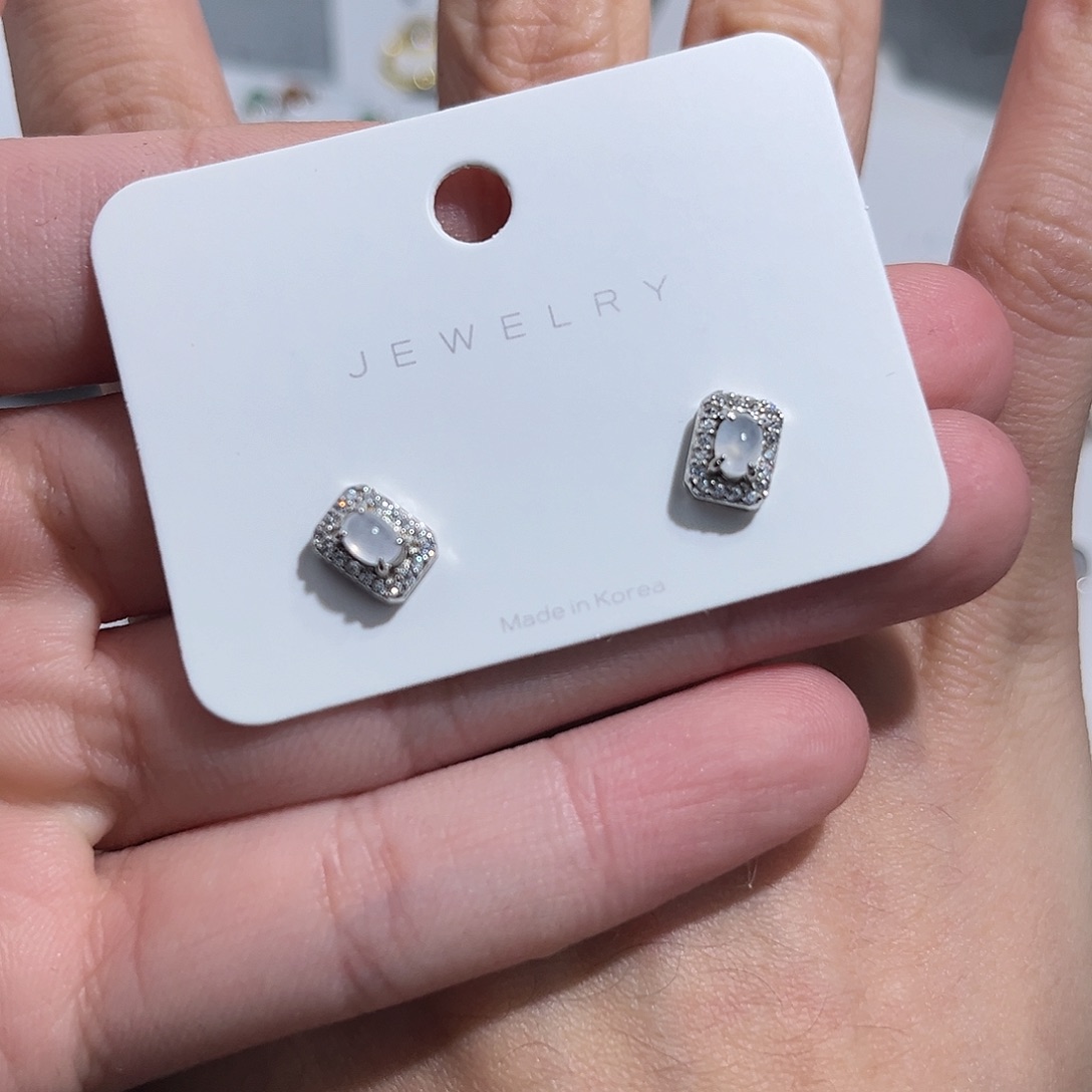 翡翠耳饰银S925镶嵌56778