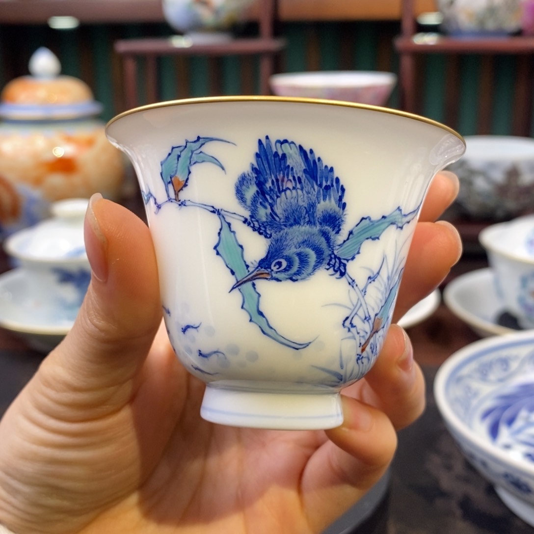 聿澜堂斗彩单翠闻香杯