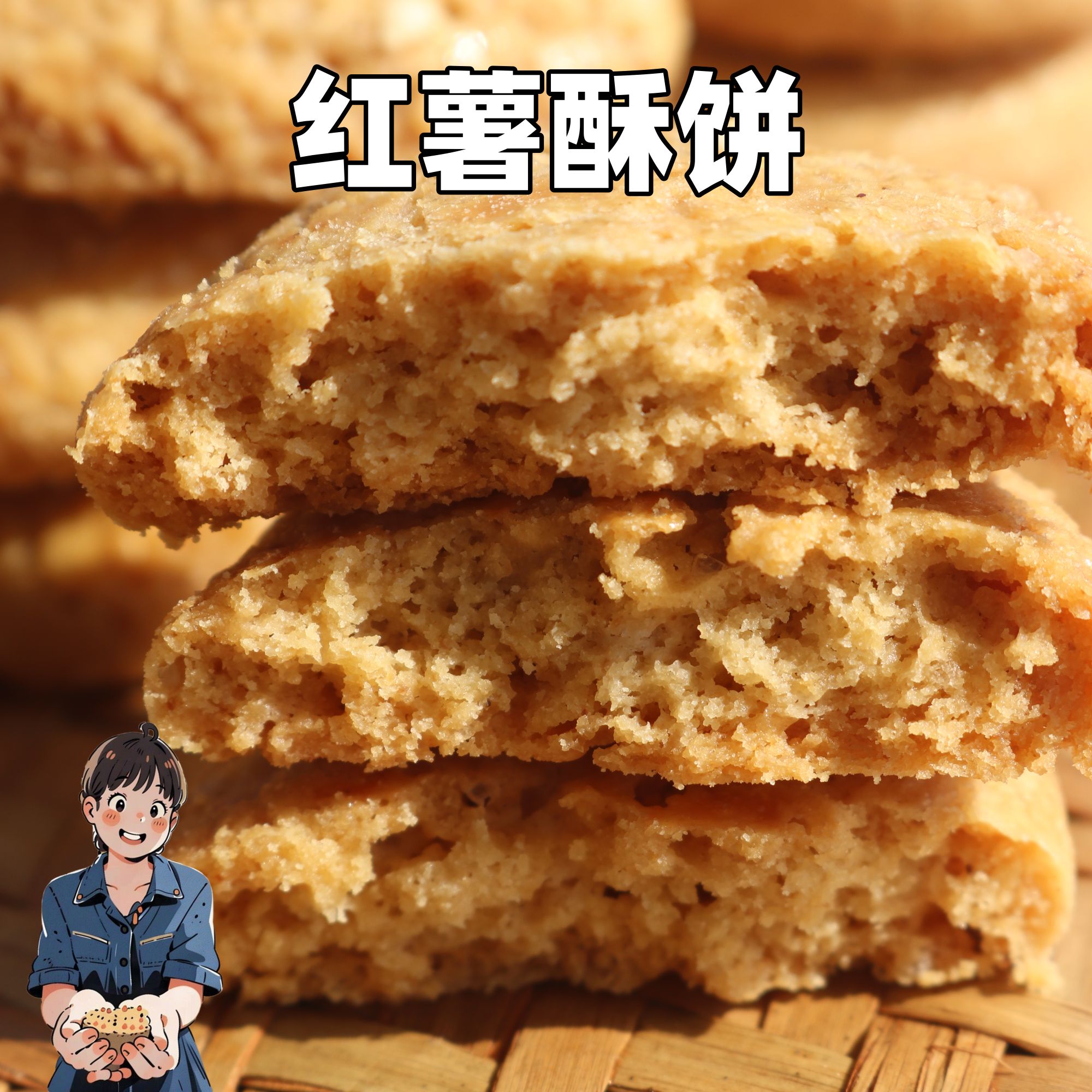 红薯酥饼酥脆口感番薯酥地瓜酥粗粮营养优质红薯好吃健康食品